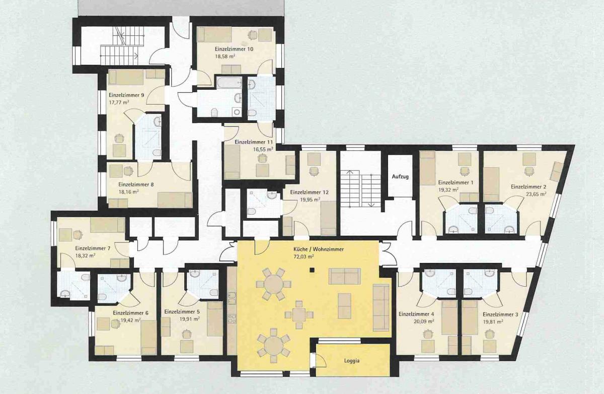 demenz-wg, grundriss
