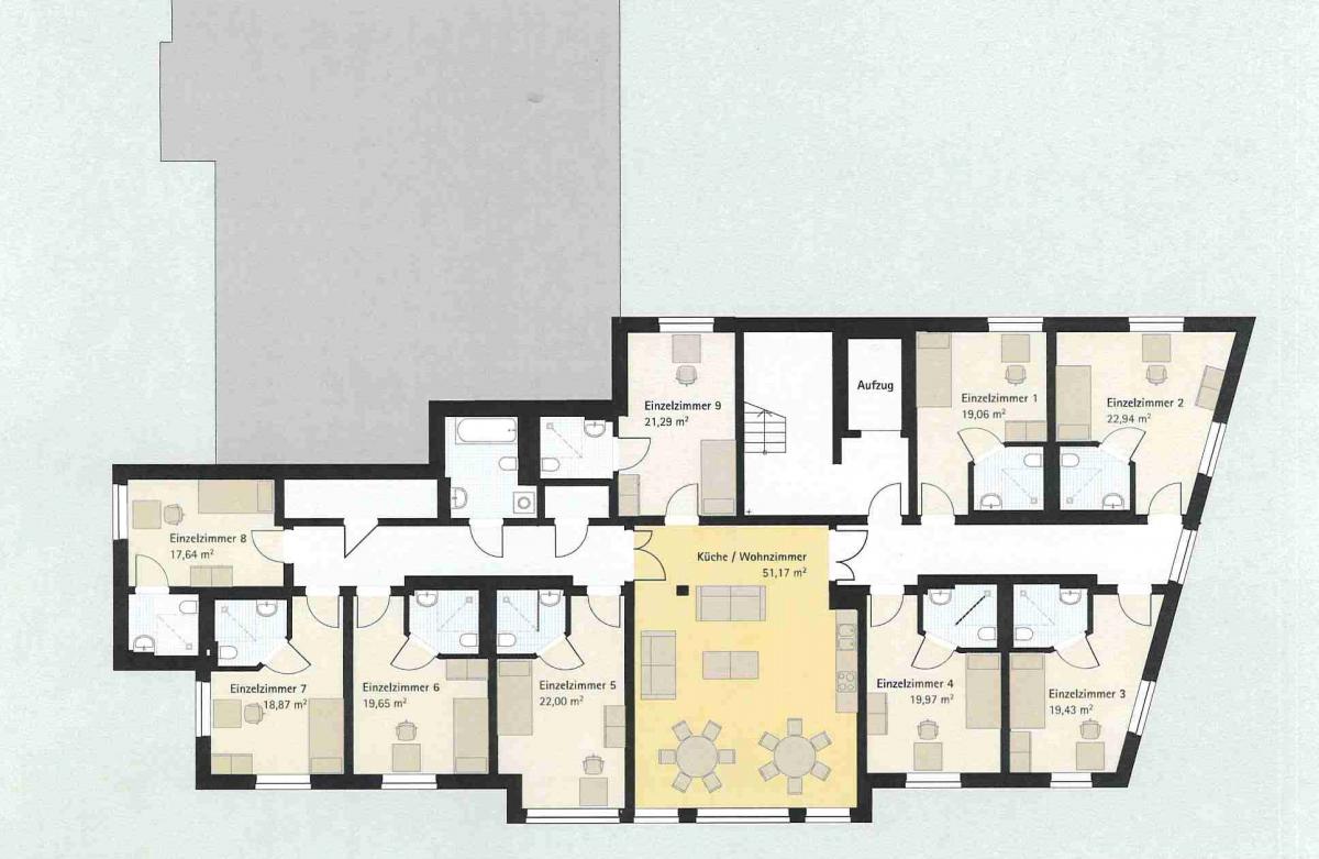 demenz-wg, grundriss