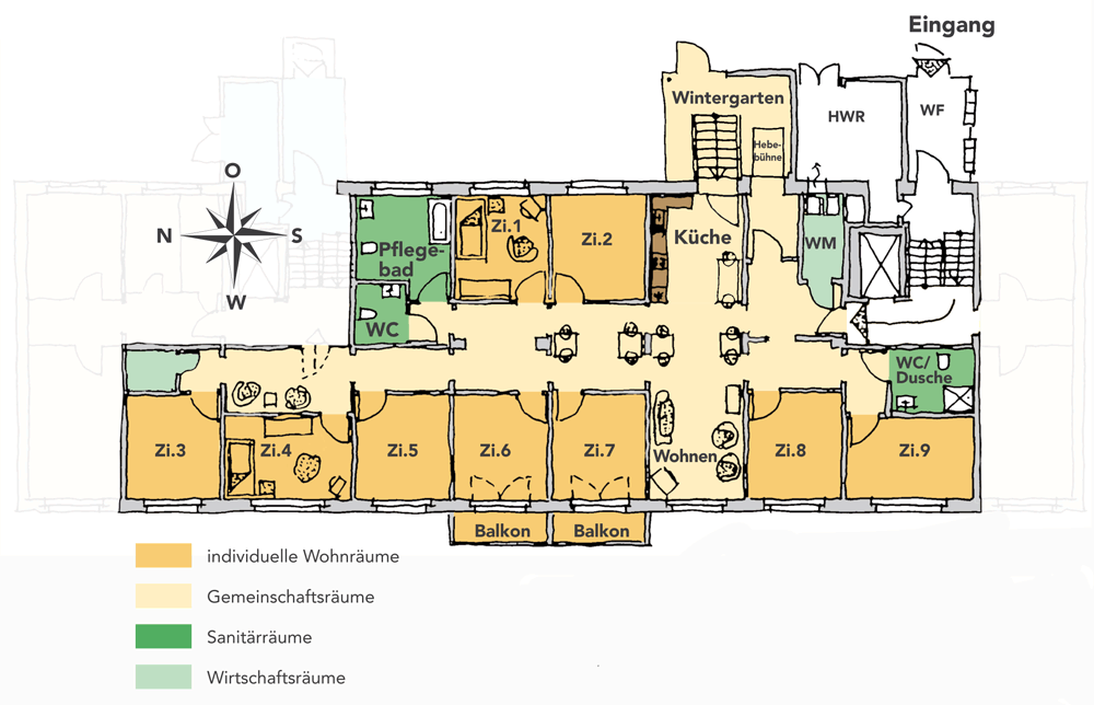 demenz-wg, grundriss
